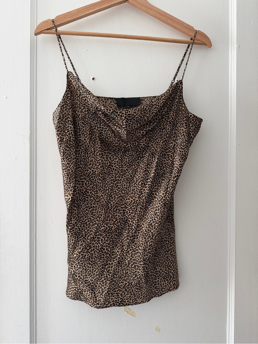 Nili Lotan Leopard Print Cowl Neck Camisole in Tan and Black